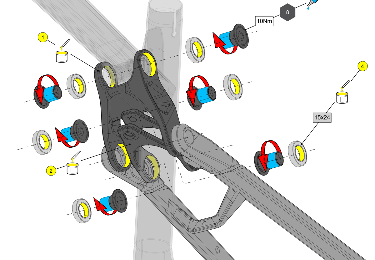 Superior Frame Pivot Set MY23-SUE03 - bike parts product image 2