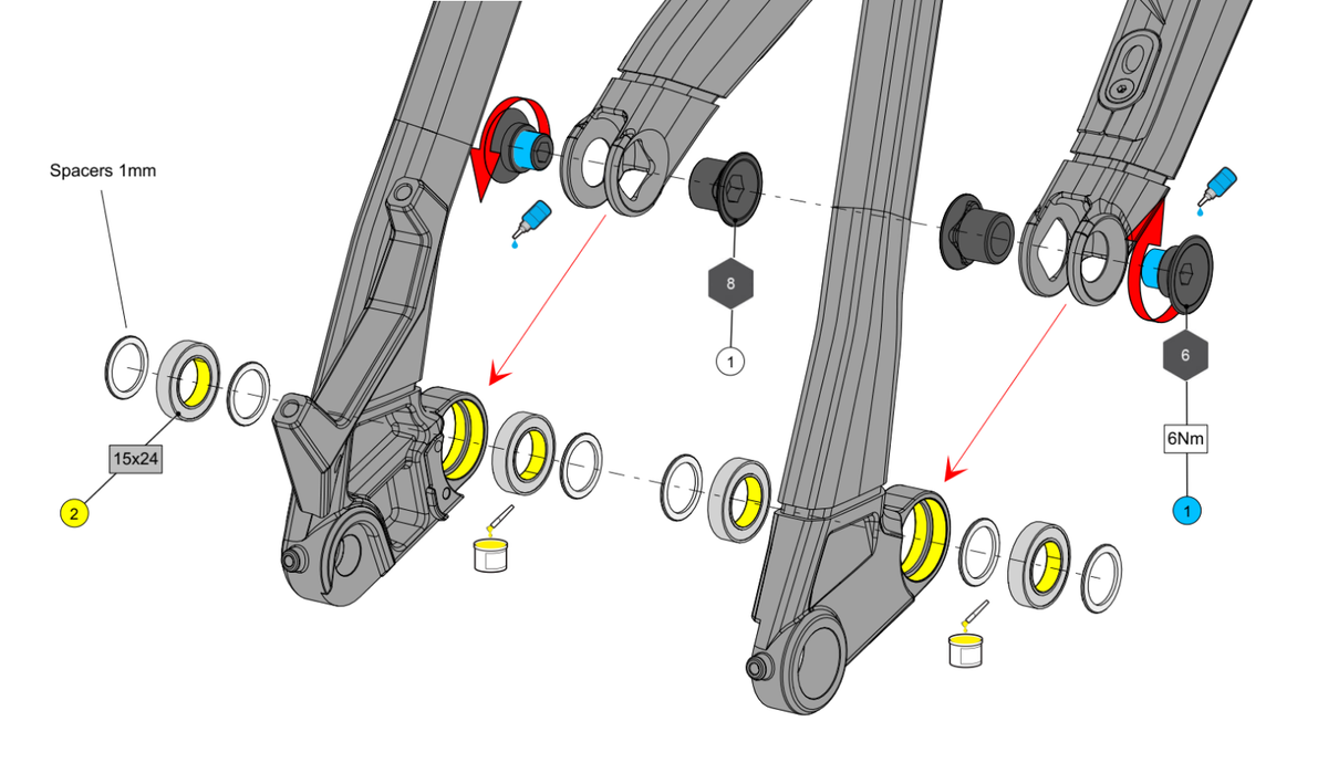 Superior Frame Pivot and Washer Set MY23-SUE03 - bike parts product image 2