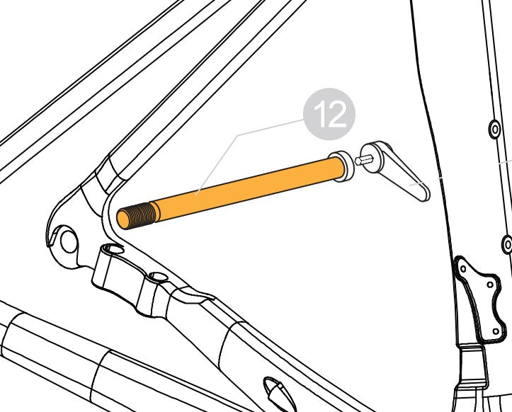 Rear Thru Axle M12 172x1.5" - bike parts